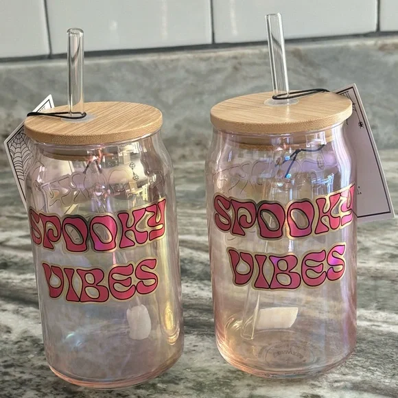 Spooky Vibes Retro Halloween Glass Sipper Set - Picture 1 of 4